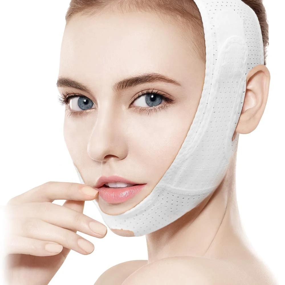 

Sleeping Face-Lift Mask Massage Slimming Face Shaper Relaxation Facial Slimming Mask Face-Lift Bandage, Pink, skin color