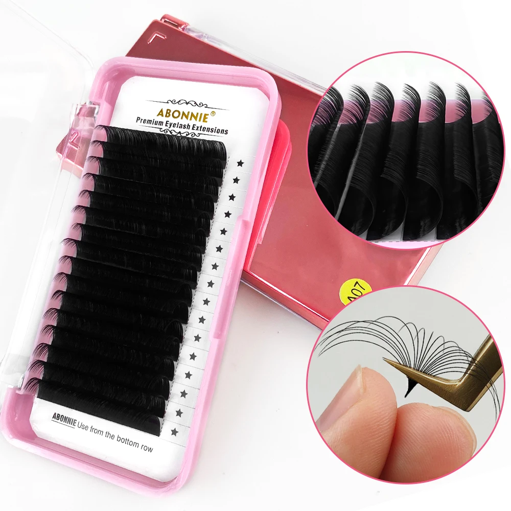 

Abonnie custom private label cashmere silk dd curl eyelash extension trays volume 8-25mm matte black siberian eyelash extensions