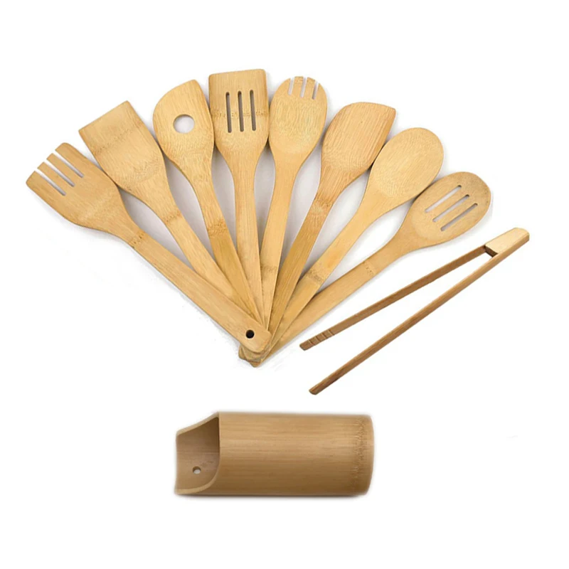 

RAYBIN custom eco-friendly Mixing Tools Cooking Spoon Spatula Portable Cookware Bamboo Kitchen Utensil