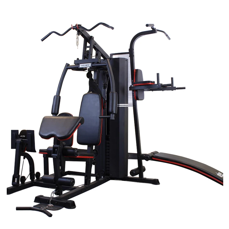 

2021 professional luxury upgraded 3 station adjustable bodybuilding muscle exercise training workout multi gym equipment mach, Black