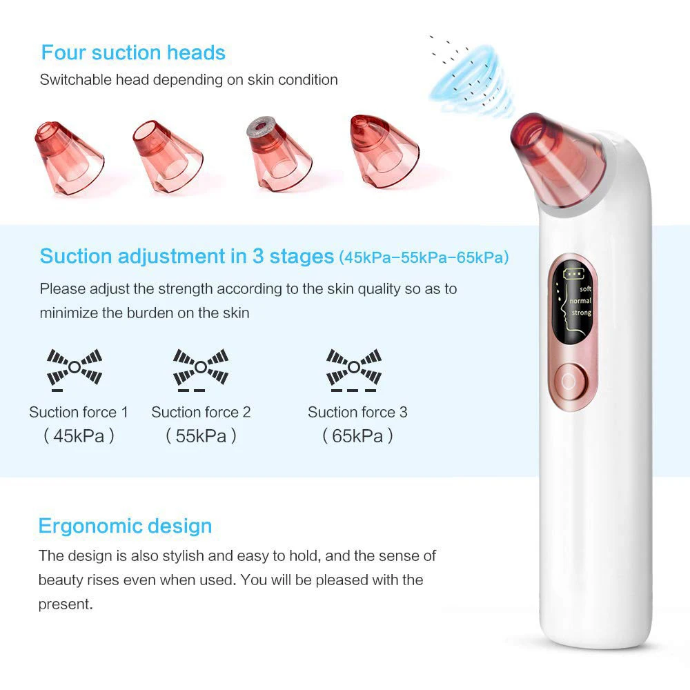 

Usb Handheld Rechargeable Small Bubble Pore Nose Cleaner Machine Tool Kit Vacuum Blackhead Remover, White