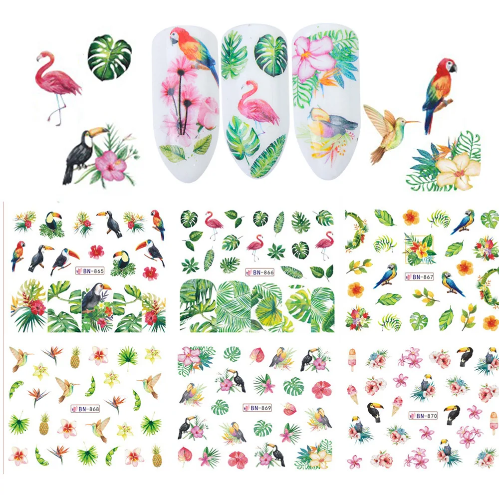 

Summer Nail Sticker 3D Self Adhesive Decal Flamingo Strawberry Letter Full Wraps Cartoon Nail Slider Tip Manicure, As shown