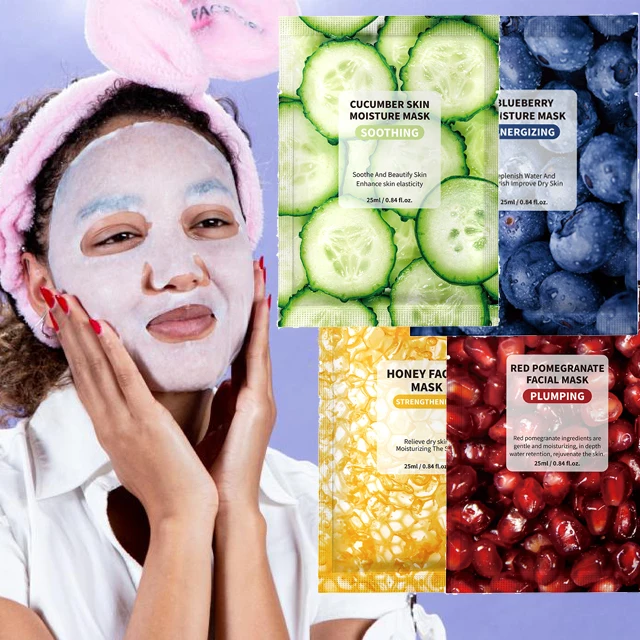 

Cucumber Face Mask Sheet Organic Herbal Hydro Moisturizing Whitening Oil Control Fruit Facial Mask