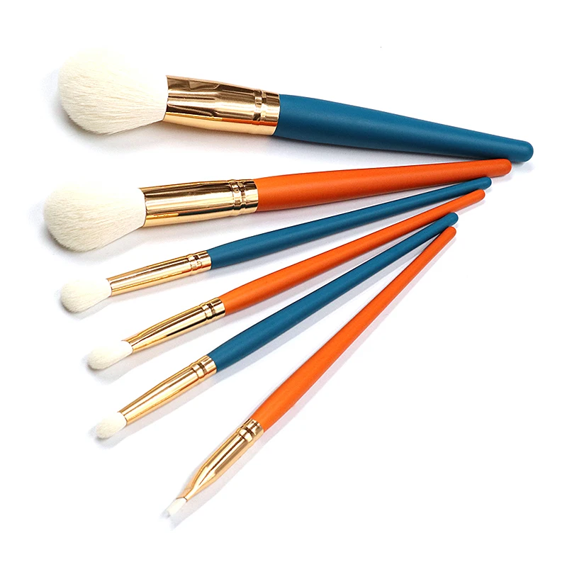 

Hot sale 6 pcs vegan makeup brushes makeup private label logo makeup brush kit Synthetic Cosmetic brush