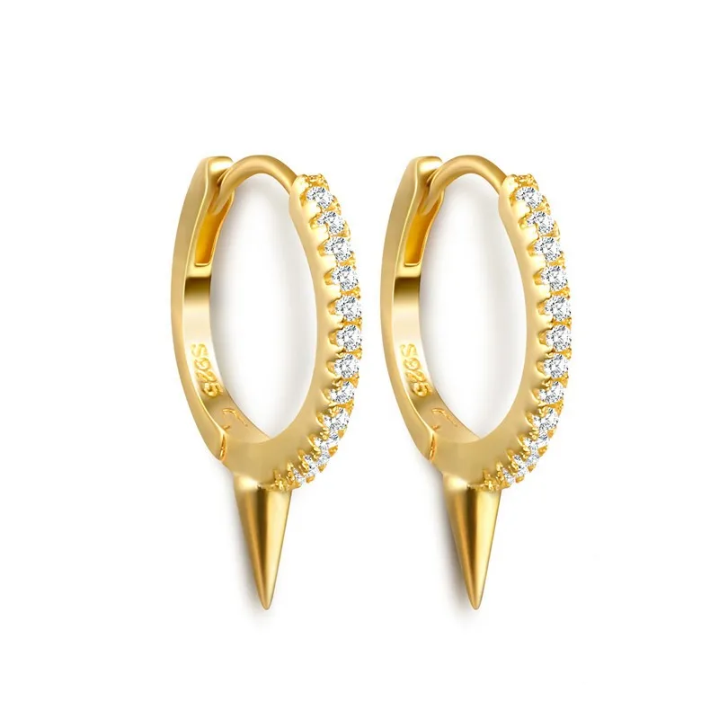 

High End 18K Gold Plated Pointy Sterling Silver Huggie Earrings Gold Plated Silver Jewelry