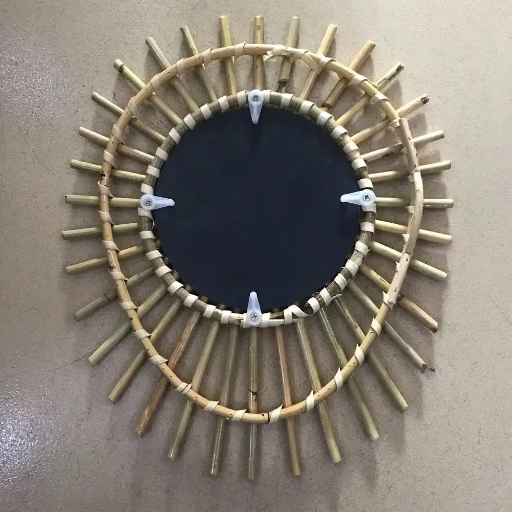 

Decorative Oval Rattan Wicker Wall Cane Mirror, Natural or customerized
