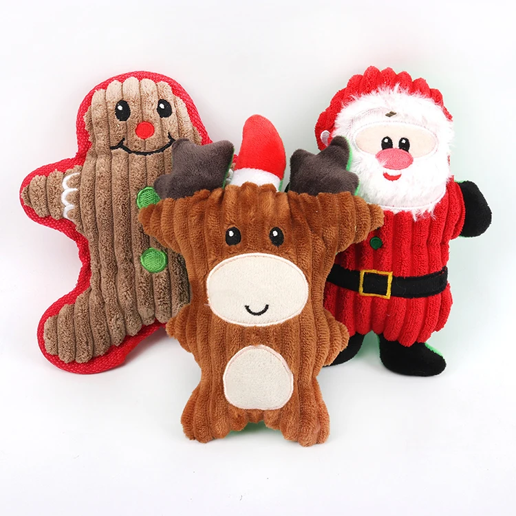 

New Arrival Stock Plush Dog Santa Claus Elk Squeaky Toy Set for Small Puppy Dogs, Pet Gifts for Christmas