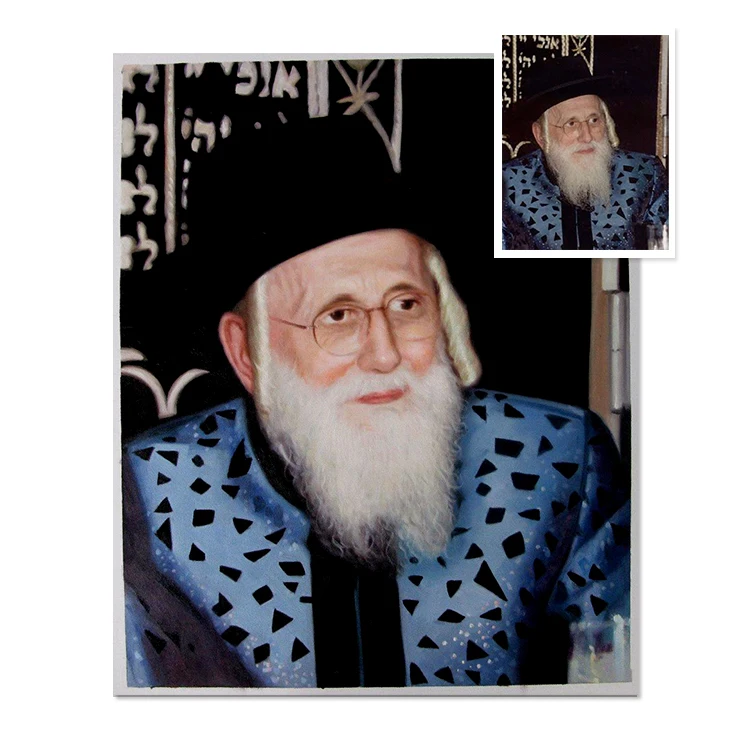 100% Handmade Jewish Rabby Custom Realist Portrait Oil Painting From Photo to Oil Painting on Canvas