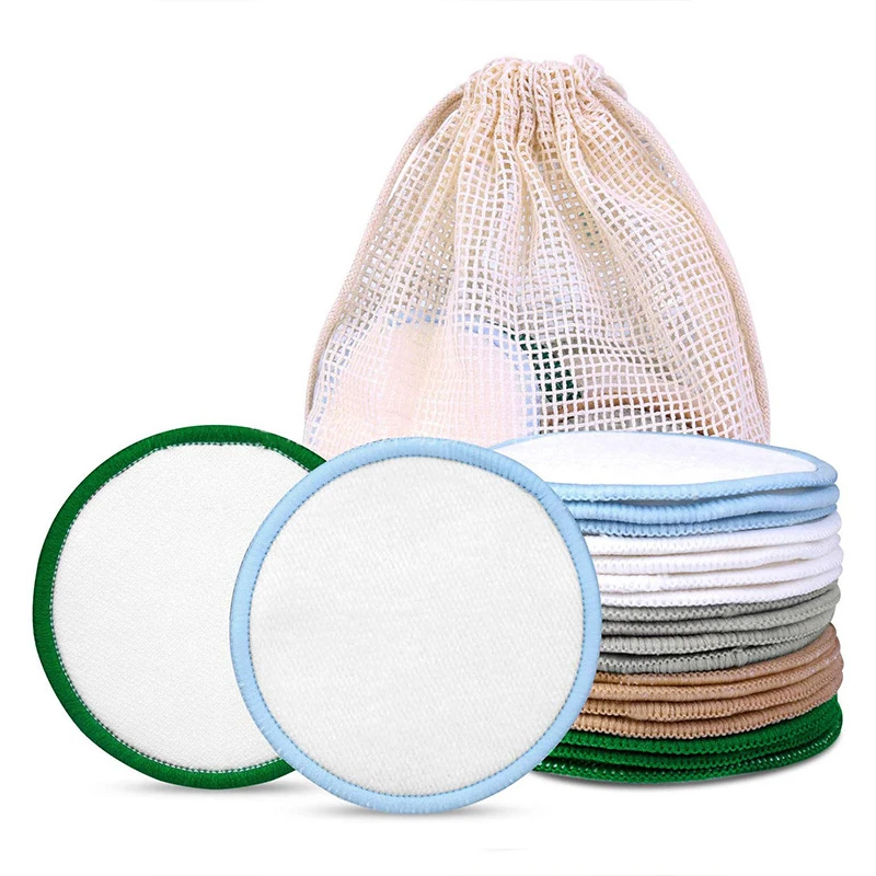 

White&Black Color Bamboo Cotton Reusable Makeup Remover Pad Washable Facial Cleaning Pads