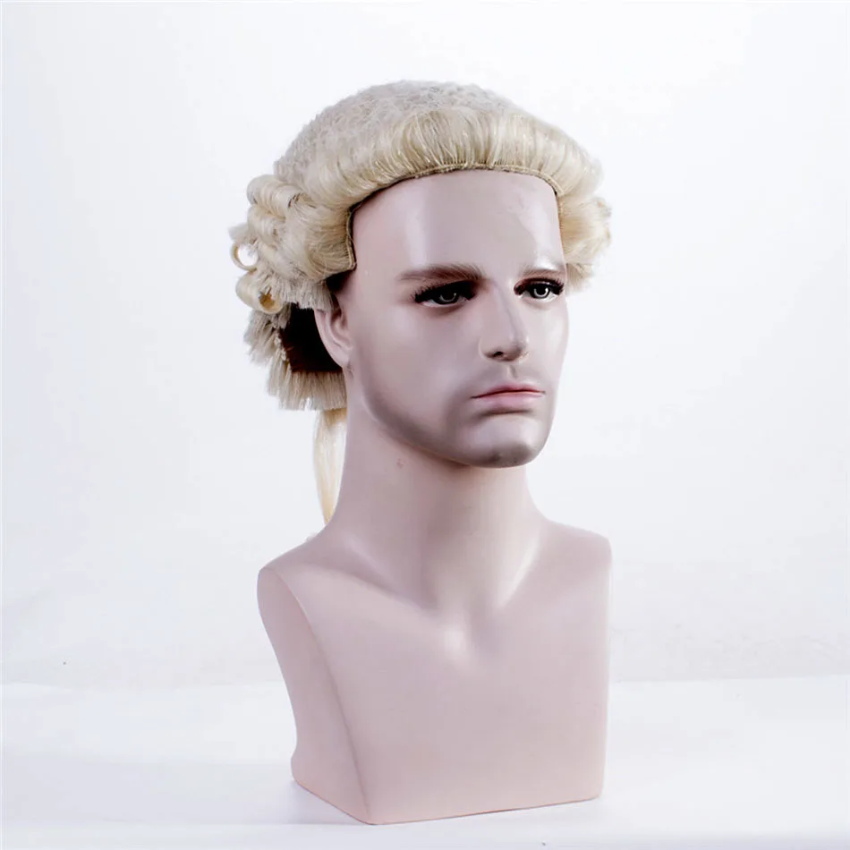 
Aishili Full Hand-made Barrister Wig Synthetic Fiber Hand Made Lawyer Wig for Formal Use in Court and Costume 