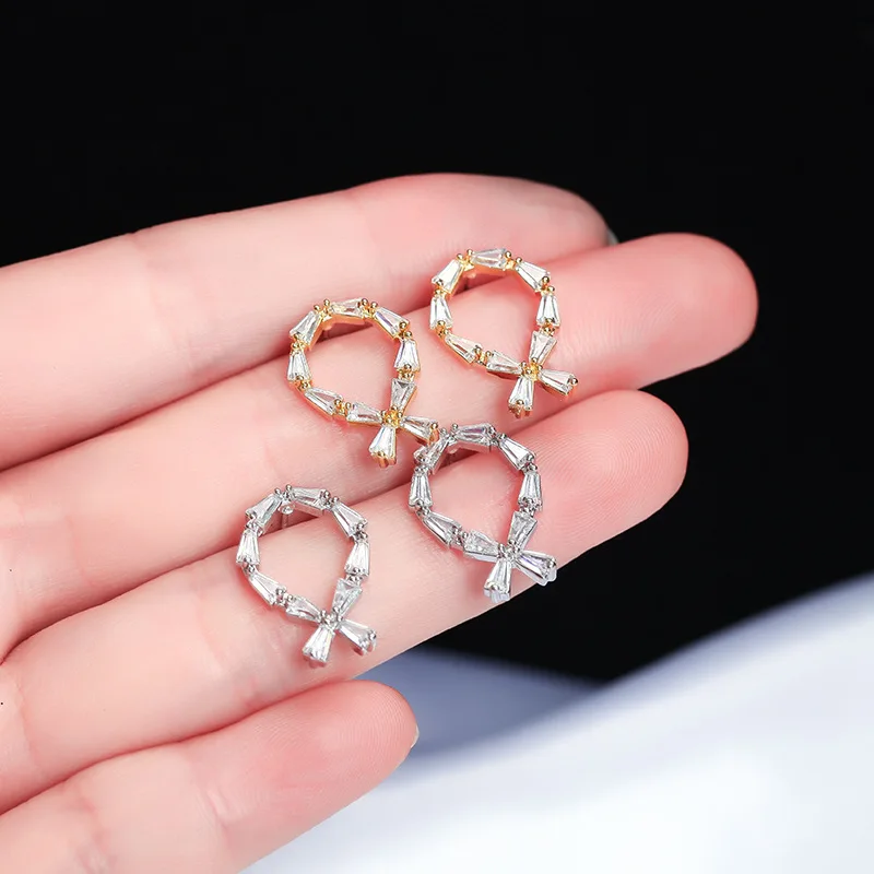 

Fashion Jewelry Korea Style KYED0401,403 CZ earrings Platinum Plated 3A Zircon Earrings for Women, Silver