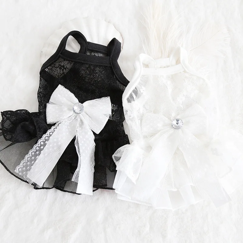 

Summer pet clothes and accessories dog clothing Wedding lace evening Princess Dress for cat and dog, White