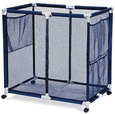 

Poolside collapsible toys and equipment rolling mesh pool float storage organizer cart boxes & bins, Blue