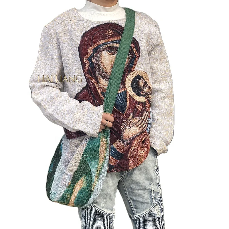 

Men's Sweaters Custom Tapestry Sweater Men Plus Size Jacquard Woven Sweater For Men Crew Neck Pullover Tapestri clothes, Customized color