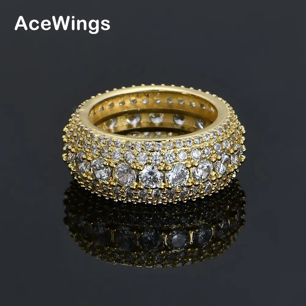 

R011 Men's Ring Brass Gold Silver Color Cubic Zircon Iced out RING Fashion Hip Hop Jewelry