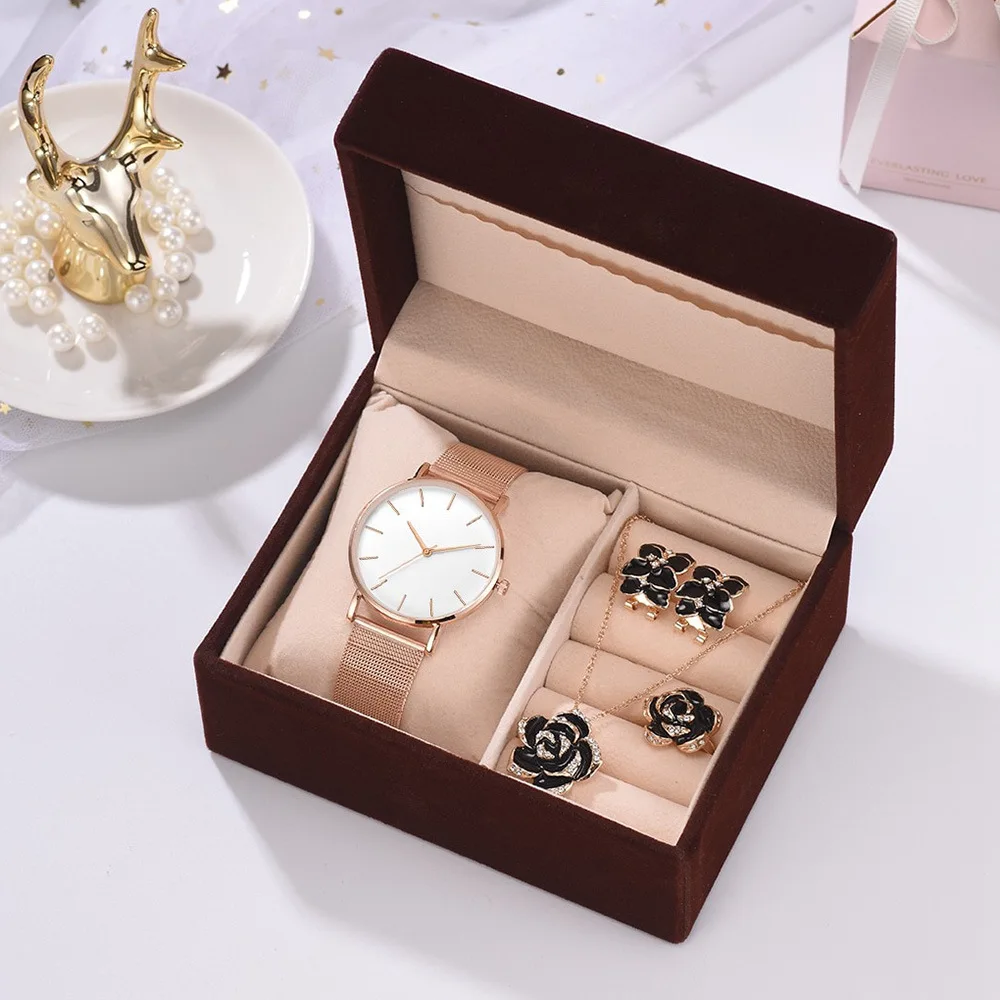 Hot Sale 5pcs/set Fashion Women Gift Set Lady Watch Necklace Jewelry ...