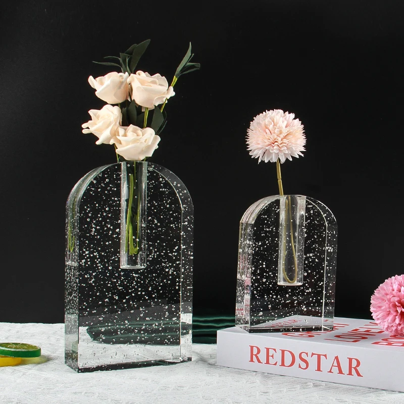 

Wholesale Luxury Wedding Table Decoration Tabletop Vase Arched Clear Crystal Vase Crystal Glass Flower Vase