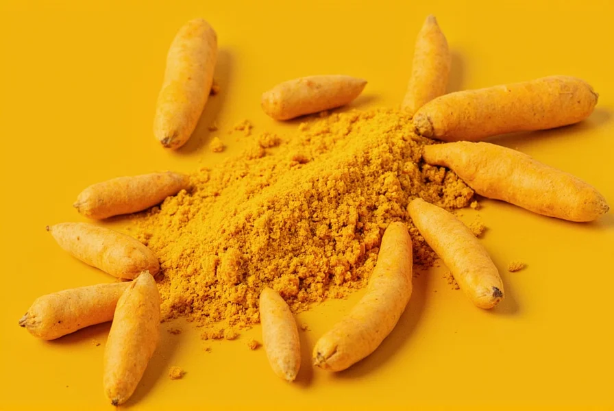 Various dishes featuring turmeric including golden milk, curry, and roasted vegetables