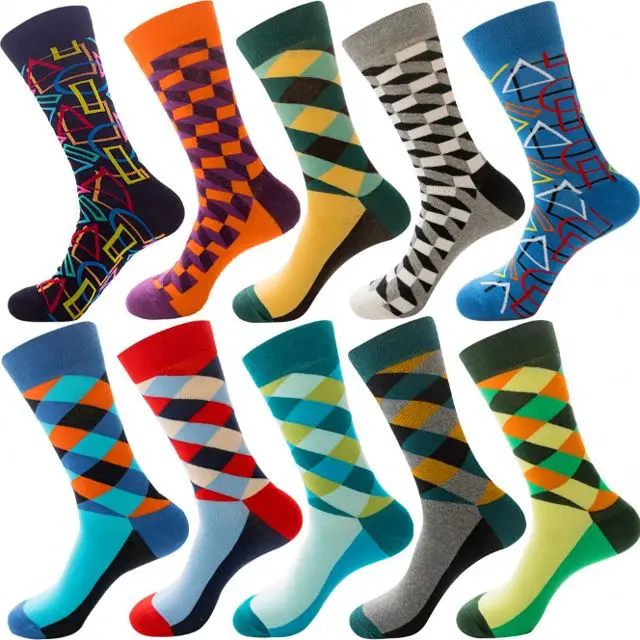 

Wholesale Full Custom Cotton Men Colorful Funny Happy Wholesale Socks