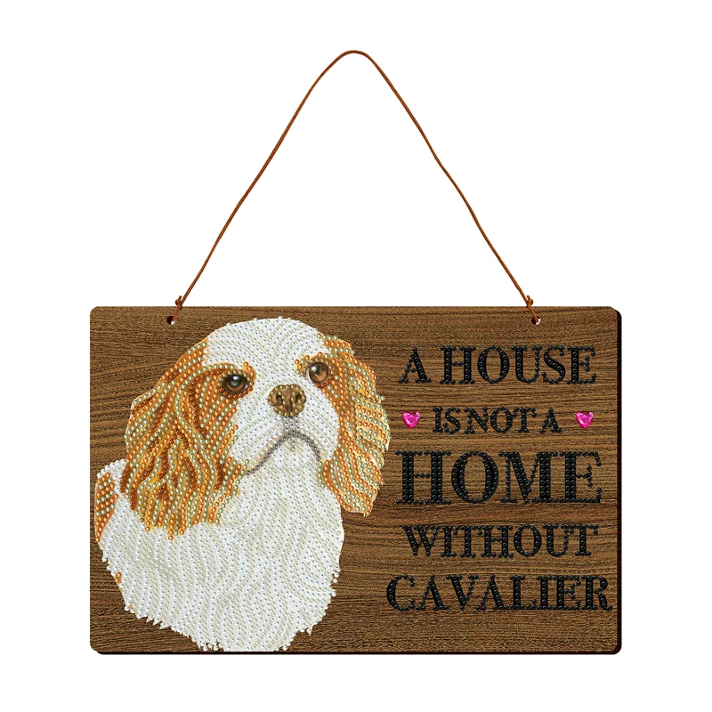 

Diy Diamond Painting Wooden Hanging Sign Pet Dog House Name Plate Rhinestone Diamond Art Crafts for Pet Shop Ornament