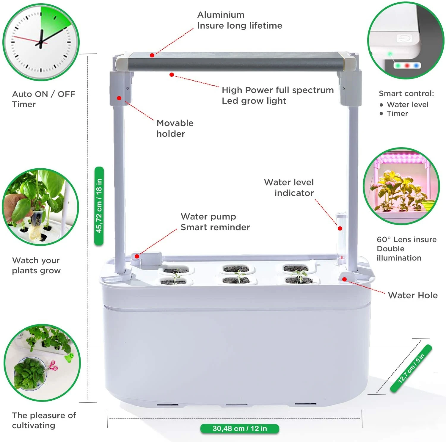 

2021 indoor hydroponics growing smart garden urban modern desk aero pot organic plante grow home garden wholesale made in China, White