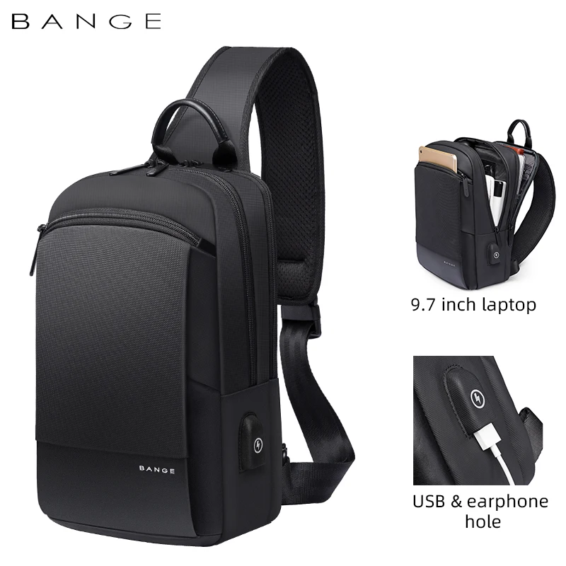 

2020 factory wholesale fashion anti theft men customized custom waterproof shoulder chest crossbody sling bag for men, Black or any color you want