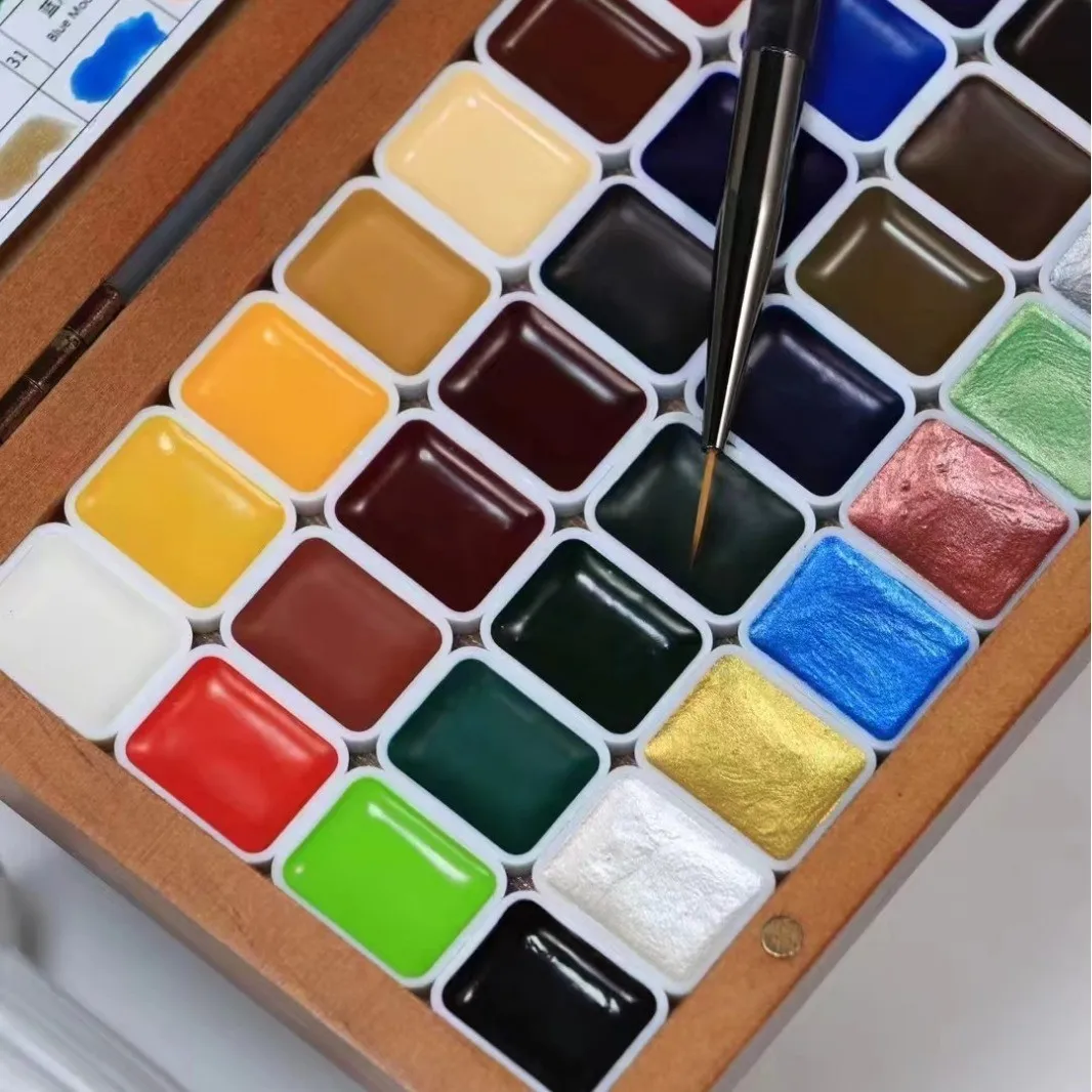 Professional Japanese Style Nail Art Set 36 Solid Watercolor Pigment for Acrylic Painting Halo Dyeing Pearl Other Nail Supplies