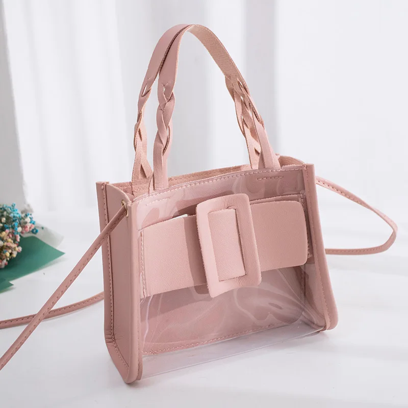 

New wholesale Korean pure transparent woven handbag jelly purse women's small square Bag Messenger Handbag, Photo