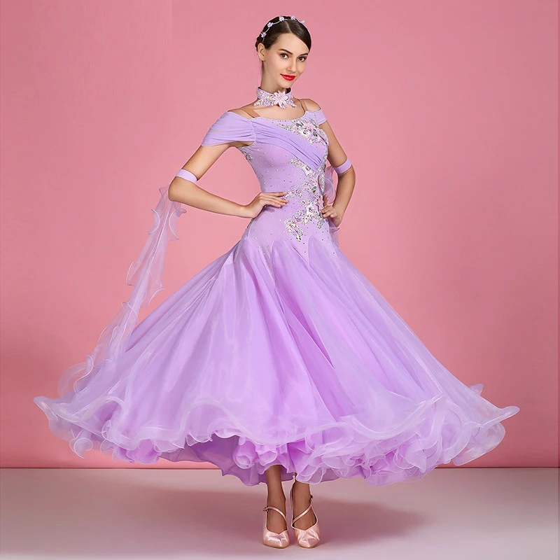 
High Quality Lavender International Standard Ballroom Dance Dresses Competition Women  (62406302791)