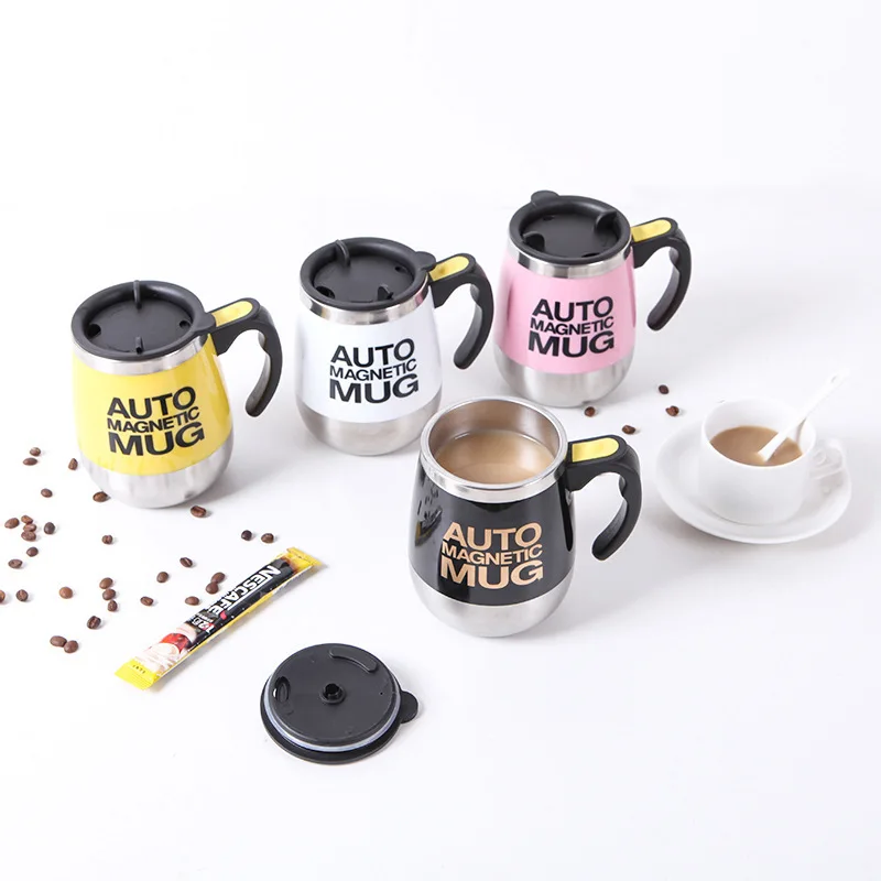 

2022 Wholesale High quality stainless steel self stirring mug Double Insulated auto magnetic Travel Coffee Mug, 4 colors