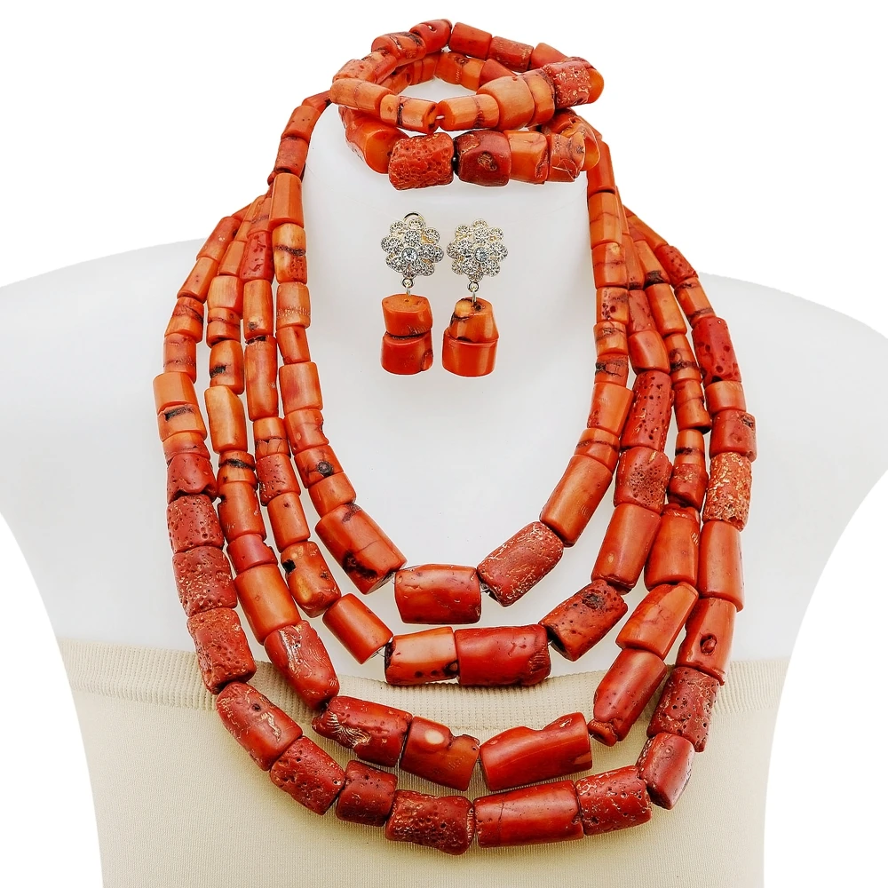 

Yulaili Pakistani Brides Luxury High Quality Jewelry Set New Fashion Women's Prom Natural Coral Beads Jewelry Sets YL143