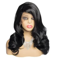 

1b # natural Black Hair Synthetic Lace Front Wigs Glueless Body Wave Lace Front Wig Long Heat Resistant Fiber Hair