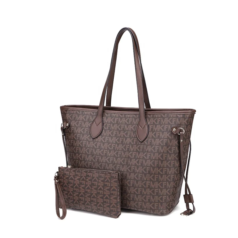 

MK F Luxury Brand Female Retro Purses and Handbags Set PVC Printing Large Tote Bags for Women Fashion Shoulder Bags Ladies, Gray