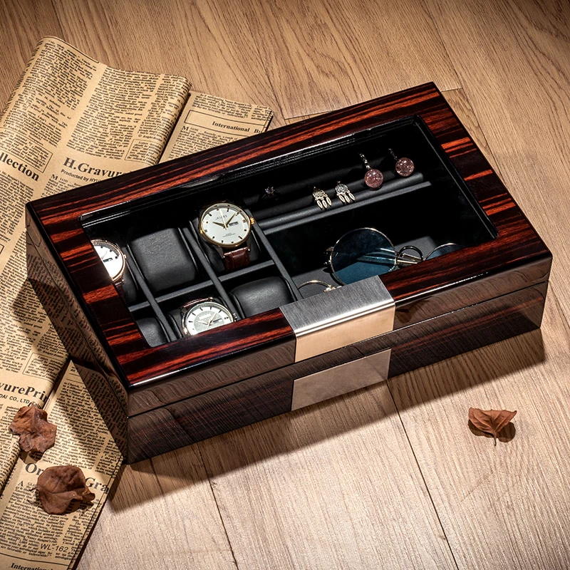 

High Quality Ring Box Jewelry Box Custom Logo Ebony Wood Jewelry Packaging Box With Window