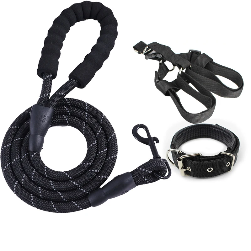 

Reflective Leash For Dogs Soft Mesh Nylon Dog Pet Lead Rope Braided Retractable Big Hundehalsband Leine Luxus, As pic