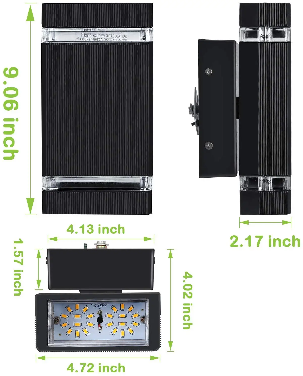 LED Square up down Wall Light - Aluminum Sconce for Outdoor