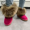 Custom color warm soft inside fashion winter half snow boots with fur for women and kids