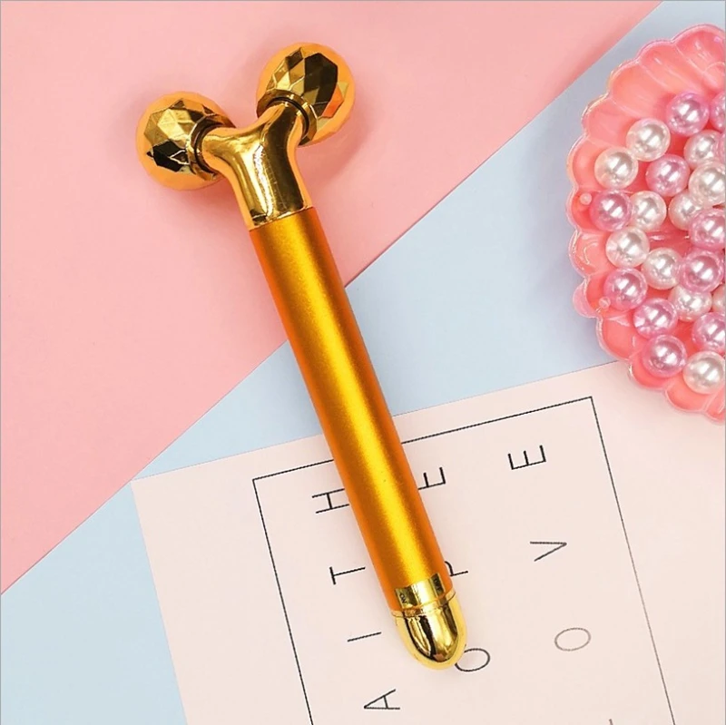 

V-Shape Handheld anti aging 3d roller 24k gold face massager for women