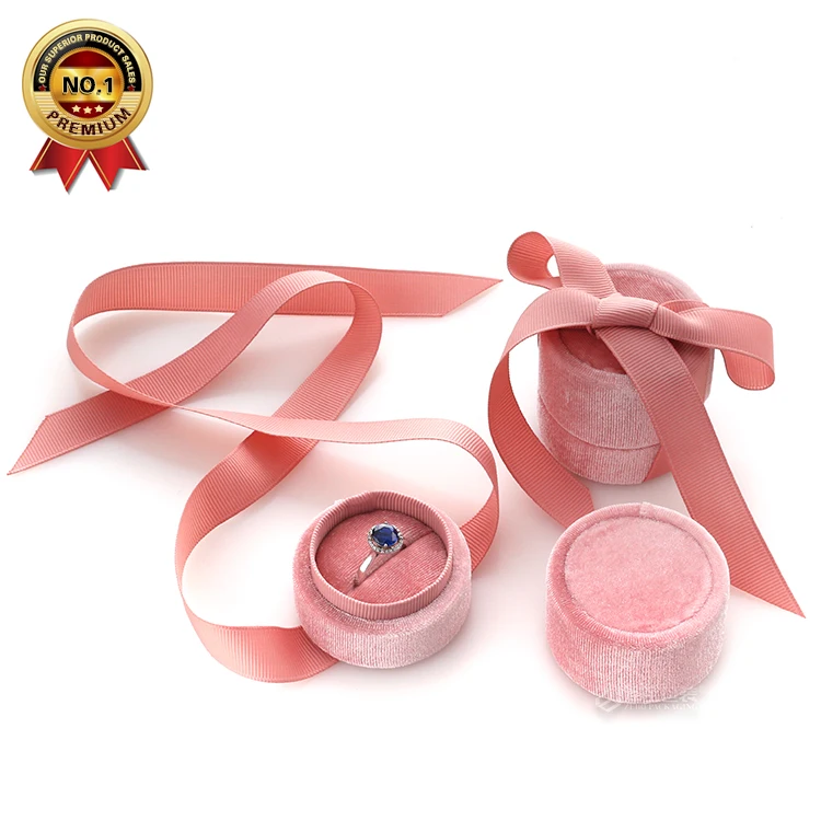 

2020 new best-selling packaging Pink ribbon panne velvet jewelry gift box, ribbon gift Necklace ring box, Cymk or pantone