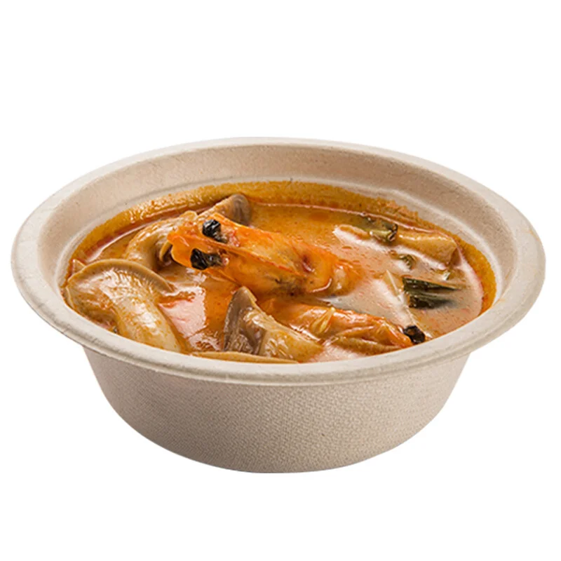 

Disposable 8oz Chili Bowls for Hot Soup Compostable Biodegradable Round Paper Bowls