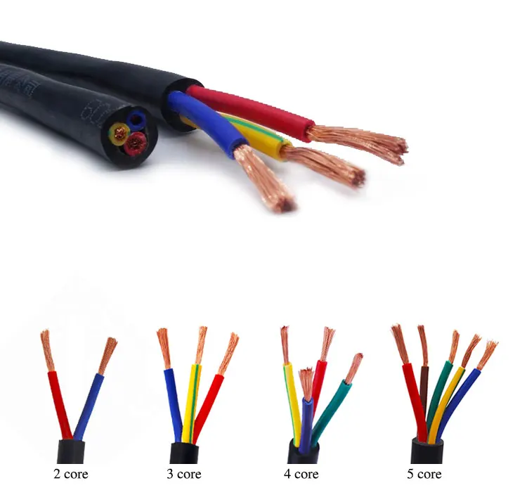 RVV Cable 4 Core 1.5MM 2.5MM 4MM 6MM 6MM Flexible Cable PVC Insulated and Sheathed Electrical Power Wire