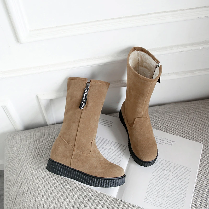 

Winter new round head solid color Side Zipper Warm feet ladies'snowshoes