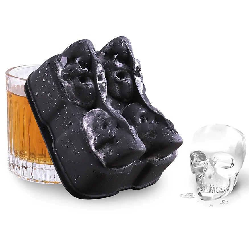 

Moldes De Hielo Calavera Flexible Silicone Skull Ice Cube Tray 3D Shape Skull Ice Mold for Christmas Whiskey, Any color of patone is available