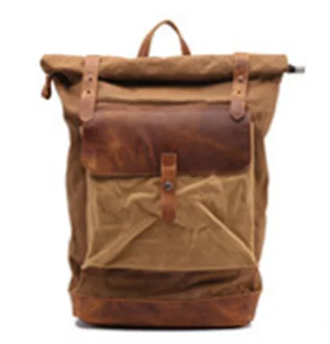 

Guangzhou Backpack Supplier outdoor Waxed Canvas Roll Top Rucksack Bag For College Boy