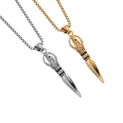 

MSYO New Ins Stainless Steel Necklace Fashion Hip Hop King Kong Pillar Necklace Exquisite Necklace, As shown in the picture