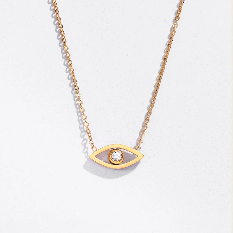 Joolim High End 18K PVD Gold Plated Cute Simple  Cute CZ Eye Stainless Steel  Pendant Necklace Fashion Jewelry