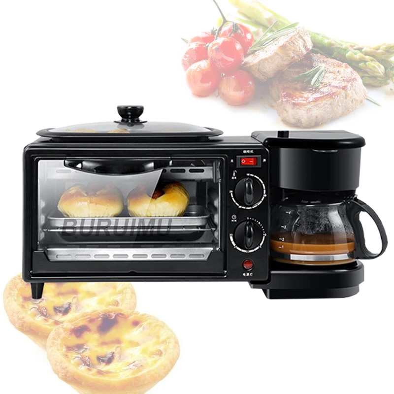

3 In 1 Breakfast Maker Toaster Machine Electric For Bread Oven Coffee Machine Multifunctional Frying Pan