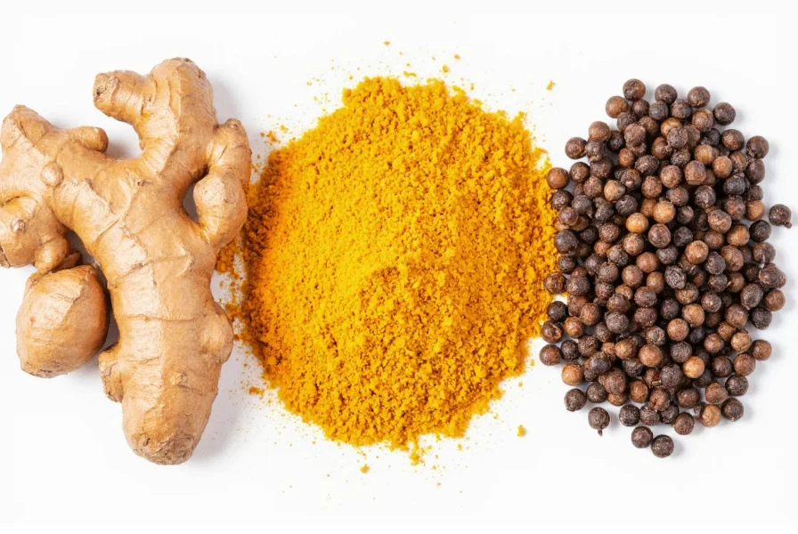 Turmeric ginger and black pepper natural ingredients