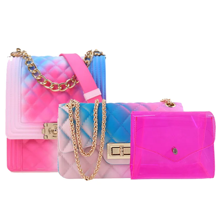 

New fashion ladies pvc handbag jelly shoulder bag cheap clear designer purses handbags for women, Various colors available