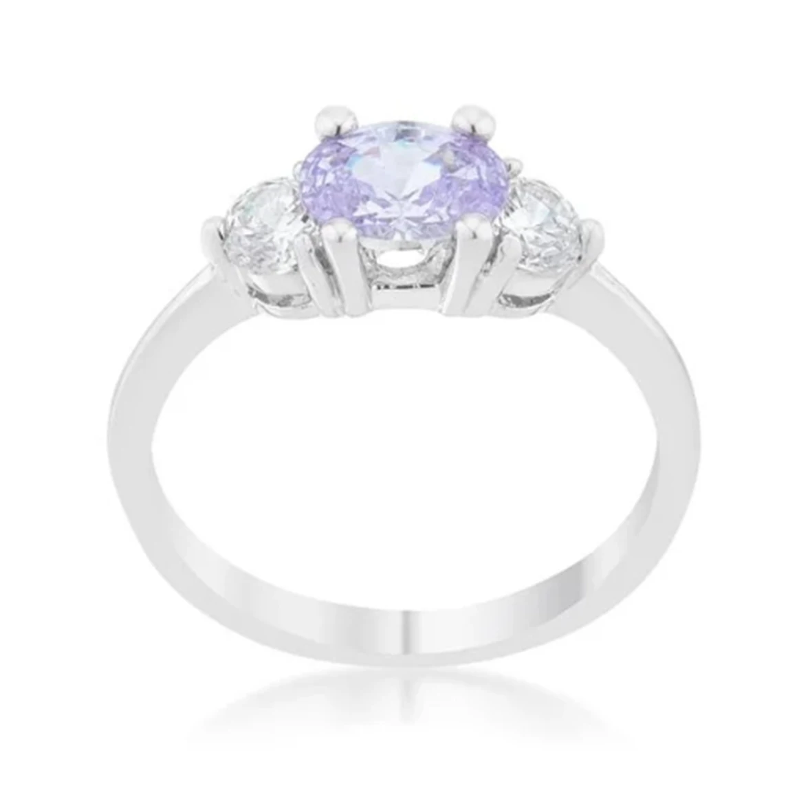

Classic Design 925 Sterling Silver Jewelry 1.2CZ Lavender CZ Rhodium Classic Oval Ring for Lover